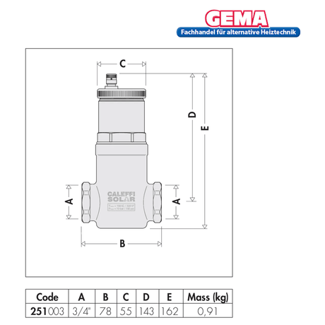 Caleffi Discal Mikroblasenabscheider für Solarthermie.