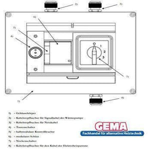 Wiring-Diagramm für Heizstab 9 kW mit einstellbarer Heizpatrone und Anschlussports