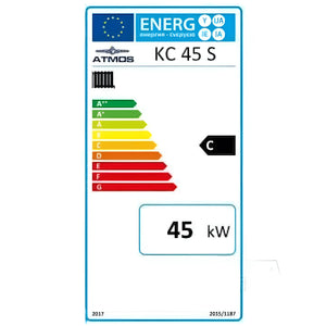 Energieeffizienzlabel für den Kohlekessel Atmos KC45S, Vergaserkessel für Holz und Kohle