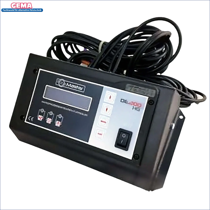 Schwarzes elektronisches Steuergerät mit Kabel für Temperaturregler Master DE.200 HG