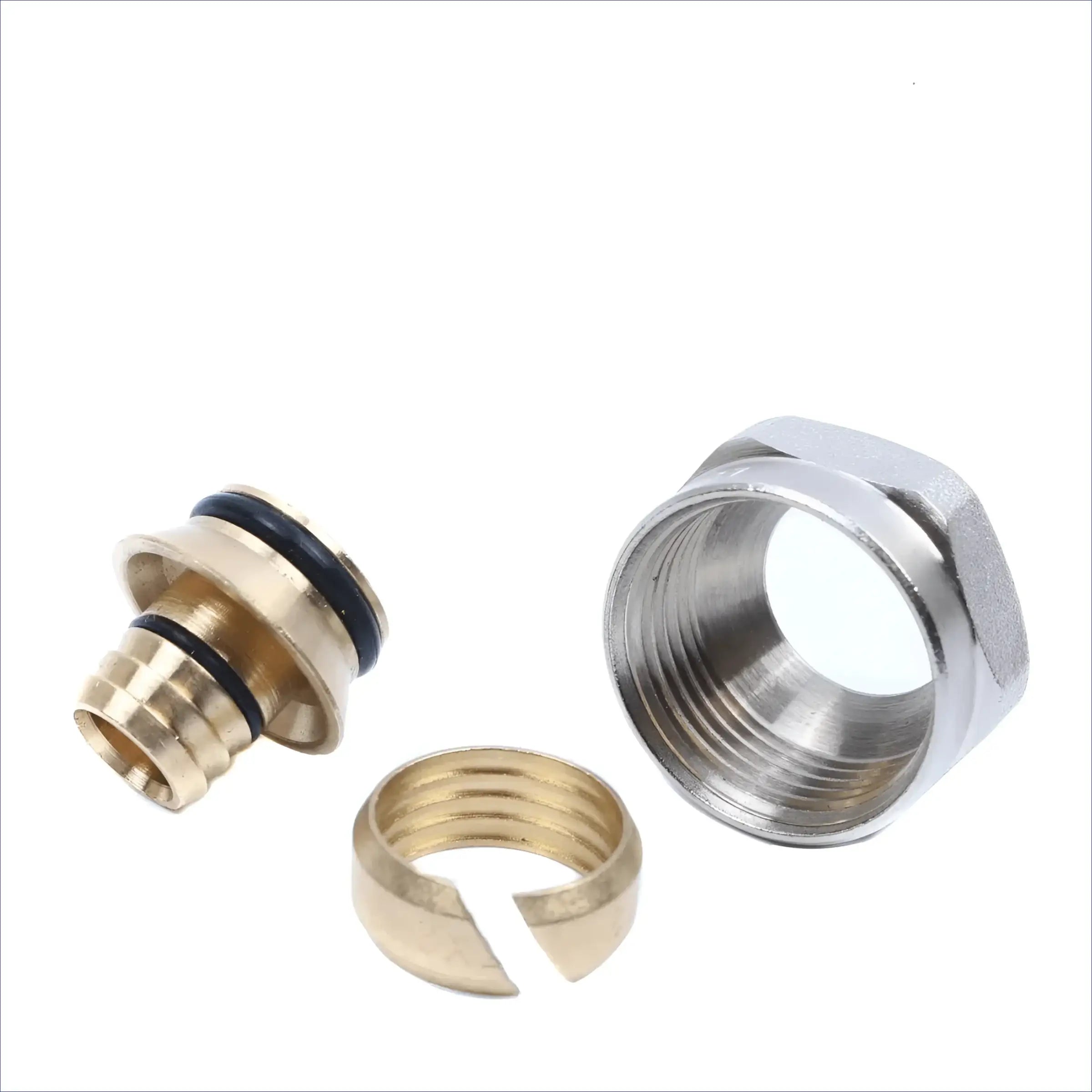 Plumbing compression fitting components für eine sichere Rohrverbindung in der Klemmringverschraubung