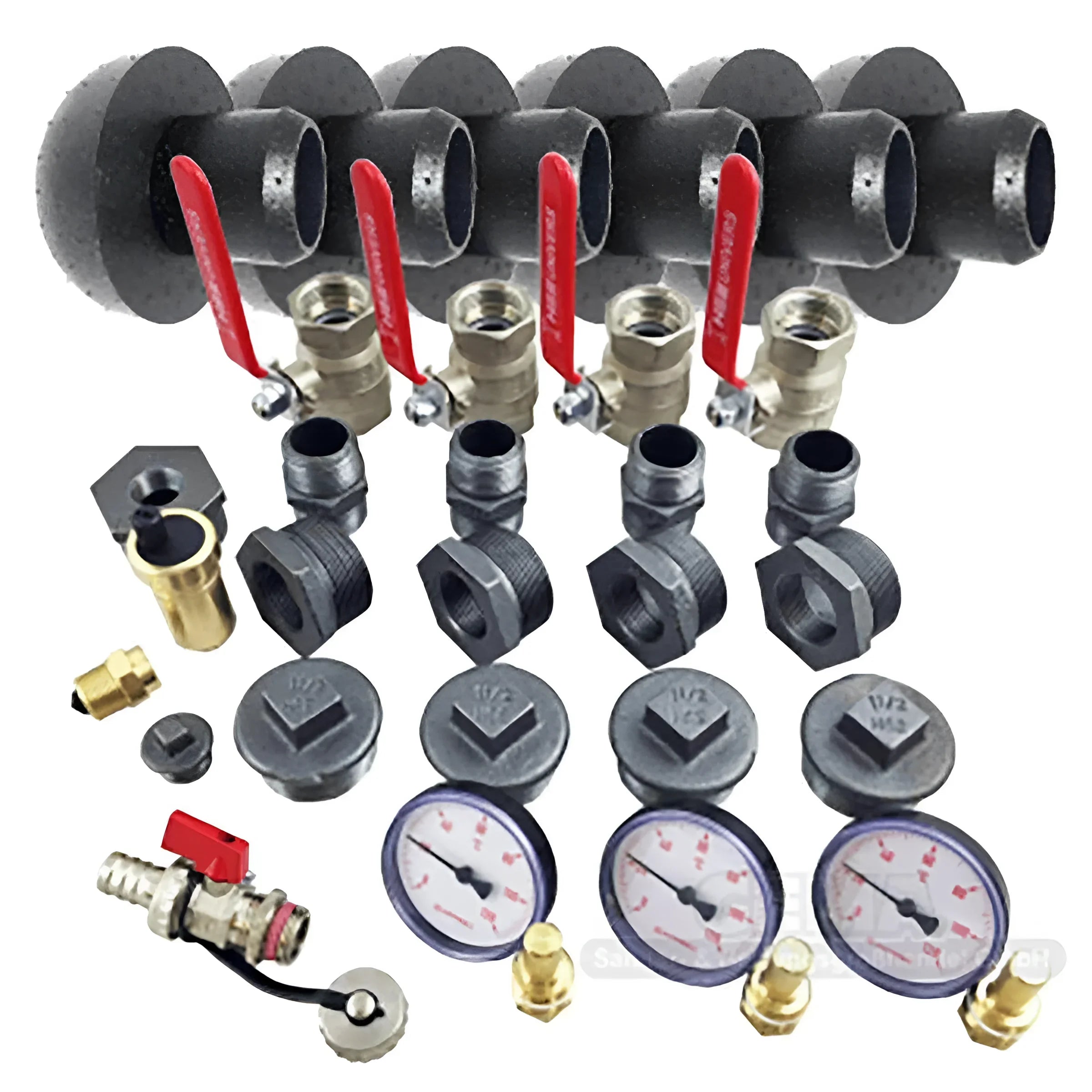Plumbing manifold mit Ventilen und Armaturen für Thermoflux Pelling 25/230 Hygienespeicher