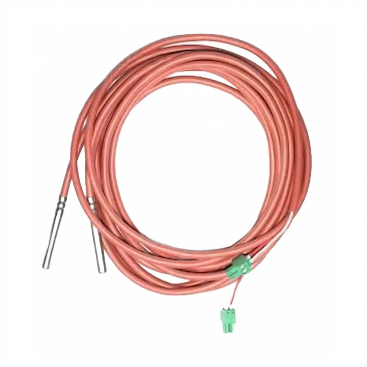 Coiled orange Kabel mit metallsonden und grünen Anschlüssen für Kessel Attack SLX-Lambda