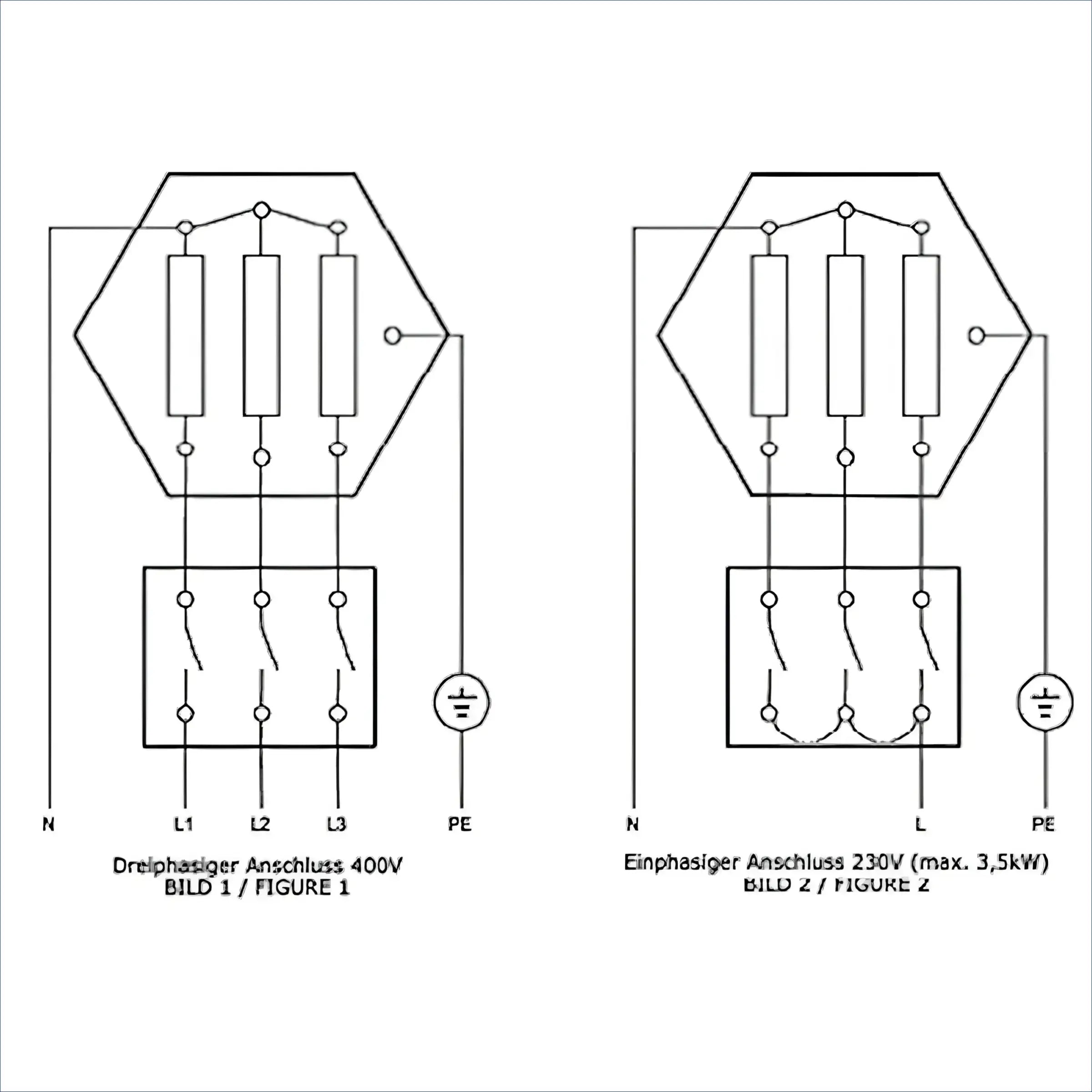 Elektrische Schaltpläne für Heizdelement Heizstab Heizpatrone 9 kW AG 1 ½“