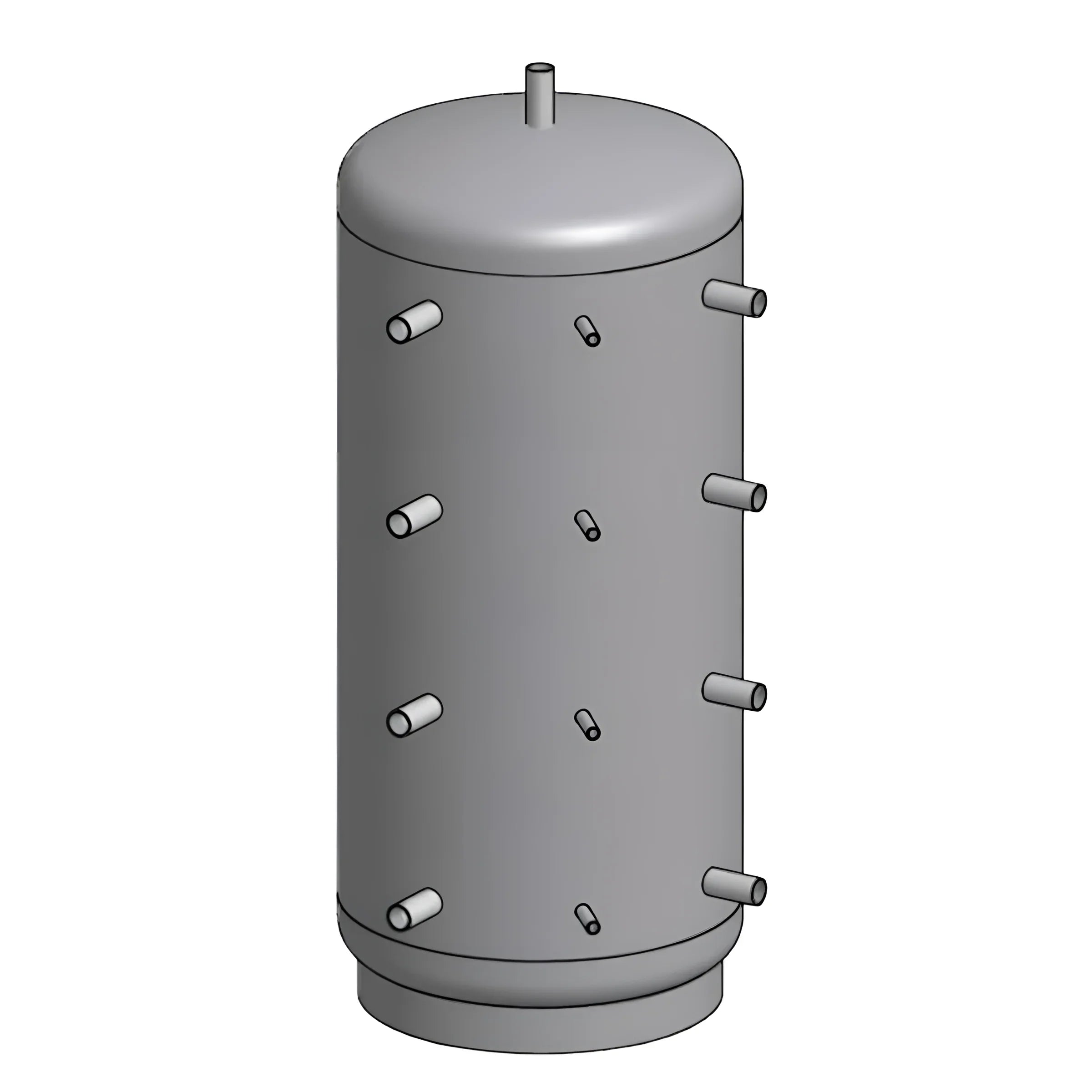 Grauer zylindrischer Tank mit mehreren Anschlüssen, Teil des Komplettpaket Thermoflux Pelling