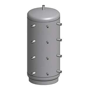 Grauer zylindrischer Tank mit mehreren Anschlüssen, Teil des Komplettpaket Thermoflux Pelling