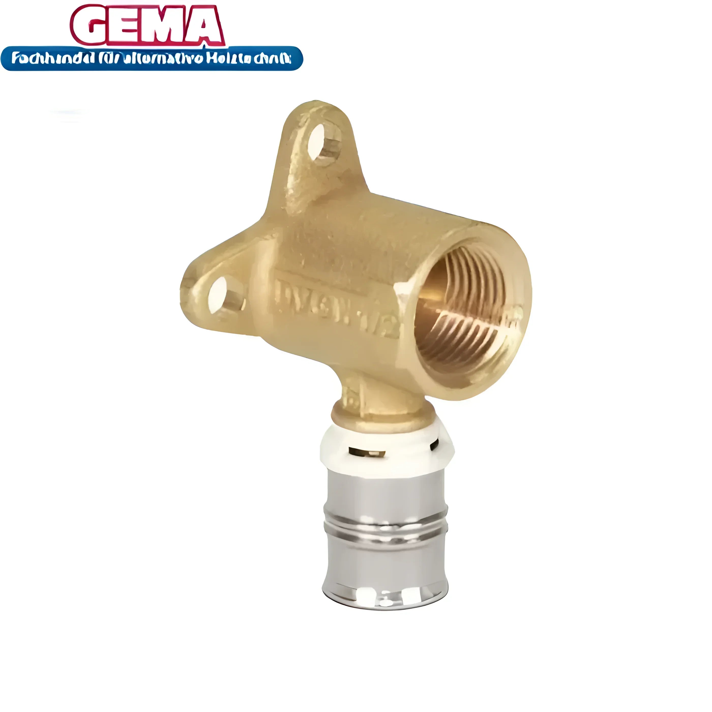 Brass wall-mounted plumbing elbow with F50 Wandscheibe für Verbundrohr, rohrwerke alpex f50
