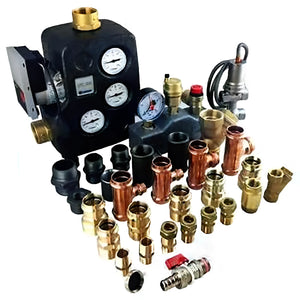 Bild mit verschiedenen Sanitärfittings für Thermoflux Pelling 25/135 hygiene-frischwasser-kombispeicher