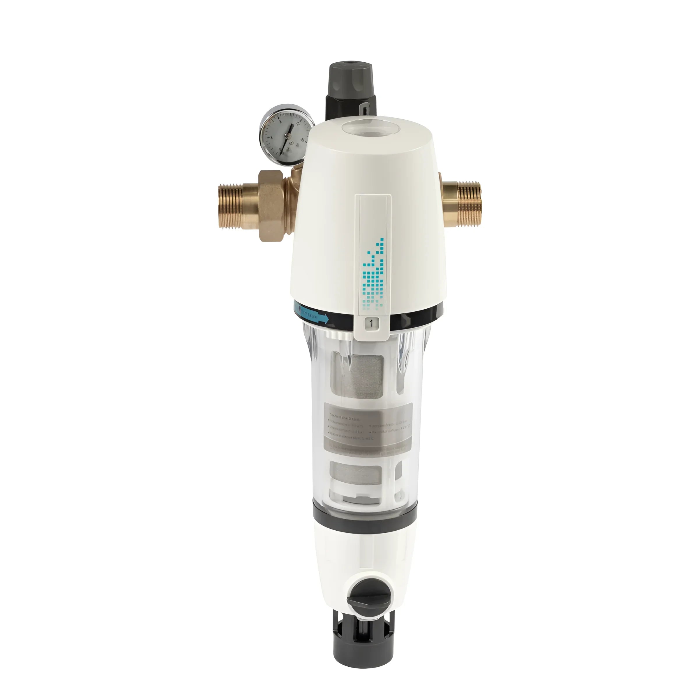 Hauswasserfilter mit Rückspülautomatik und Druckminderer, Wasserdruckanzeige, 1 Zoll