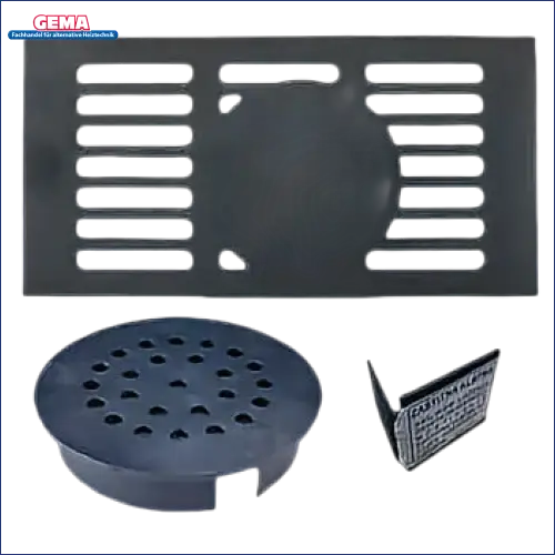Schwarze Metallablaufabdeckung für Thermoflux Pelling 25/135 mit Hygienespeicher