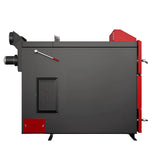 Graue und rote Industrieheizung für große Gebäude im Produkt Holzvergaser Attack DPX Profi 80 kW