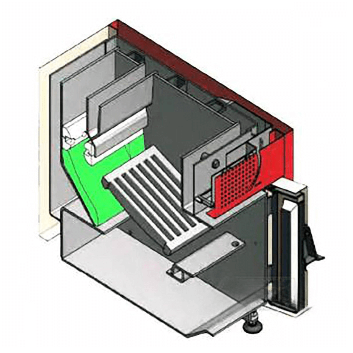 Alt-Text: Schnittzeichnung eines industriellen Ofens mit original Primärstein für DEFRO DS 25 und 32kW alte ausführung