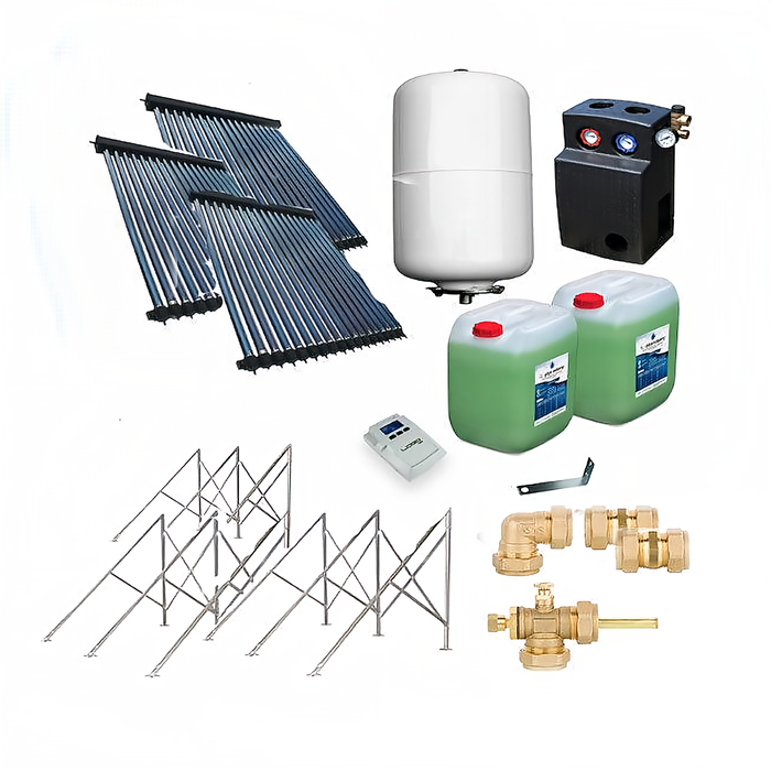 Holzvergaser Atmos GS + Speicher + Röhrenkollektor für Flachdach 10,38 m²