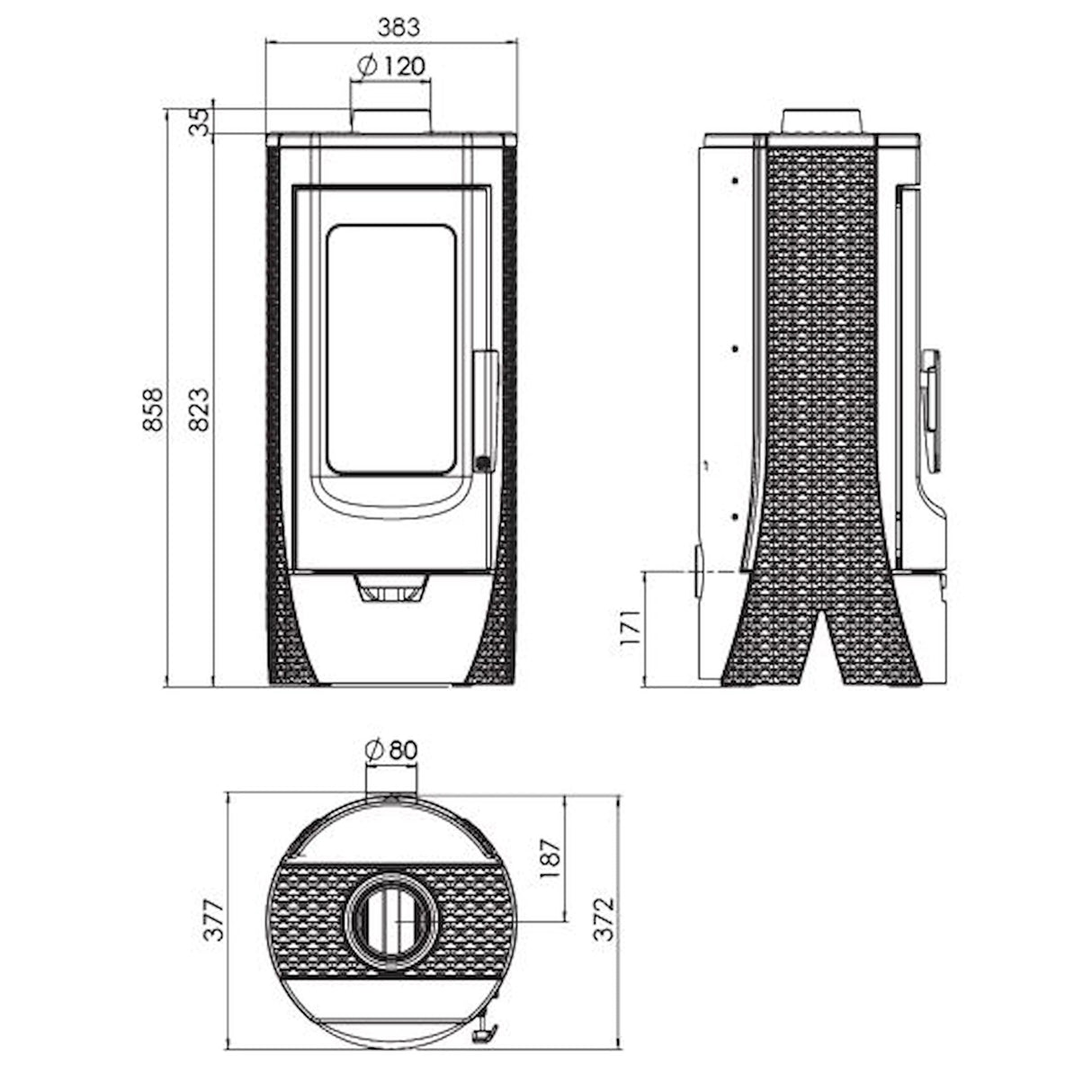 Cheminée design en fonte Plamen Tara – indépendante de l'air ambiant