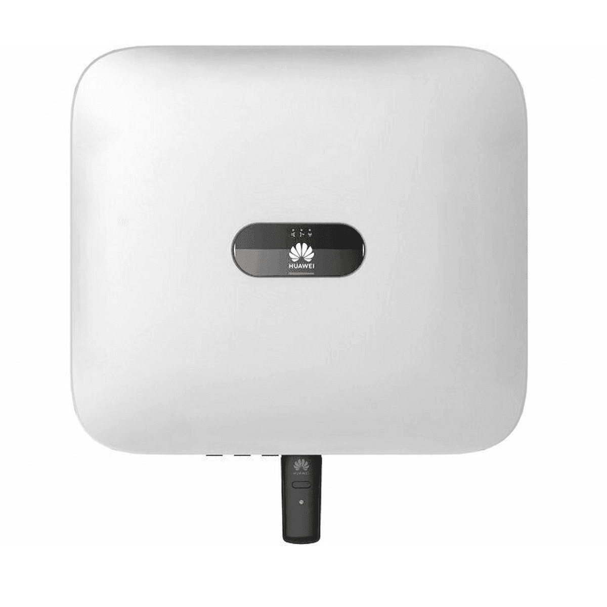 Weiße Huawei Solarwechselrichter im PV Komplettpaket für Schrägdachmontage