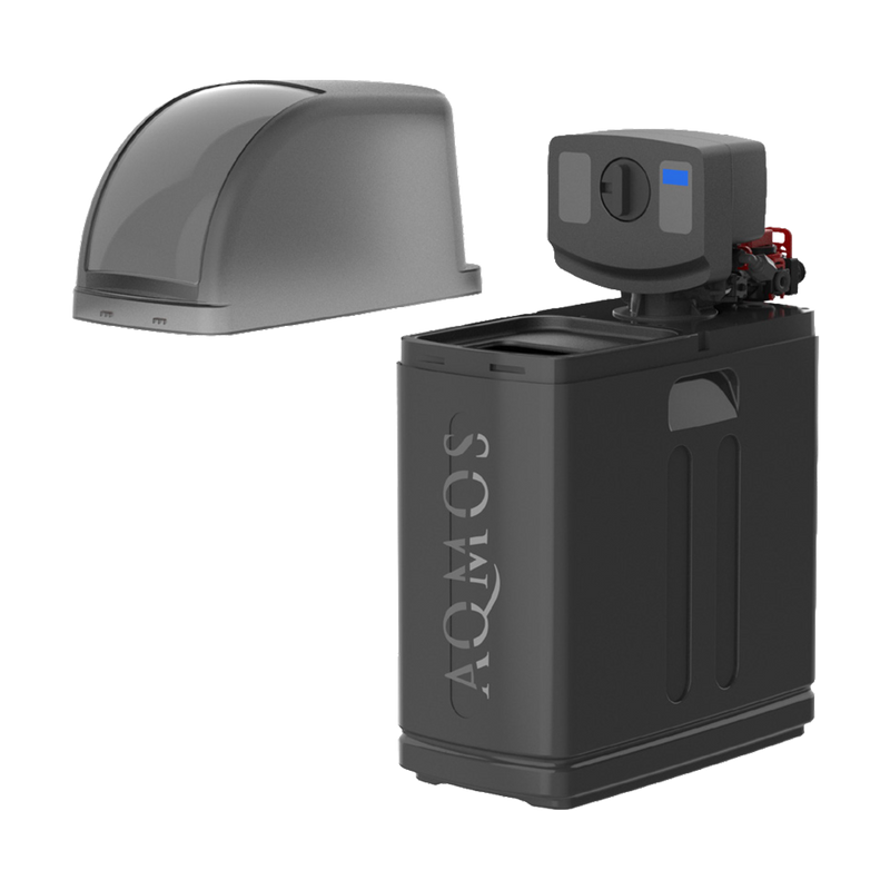 Zestaw zmiękczacza wody AQMOS R2D2-72 Black Edition z filtrem wstecznym, zestawem przyłączeniowym i blokiem montażowym