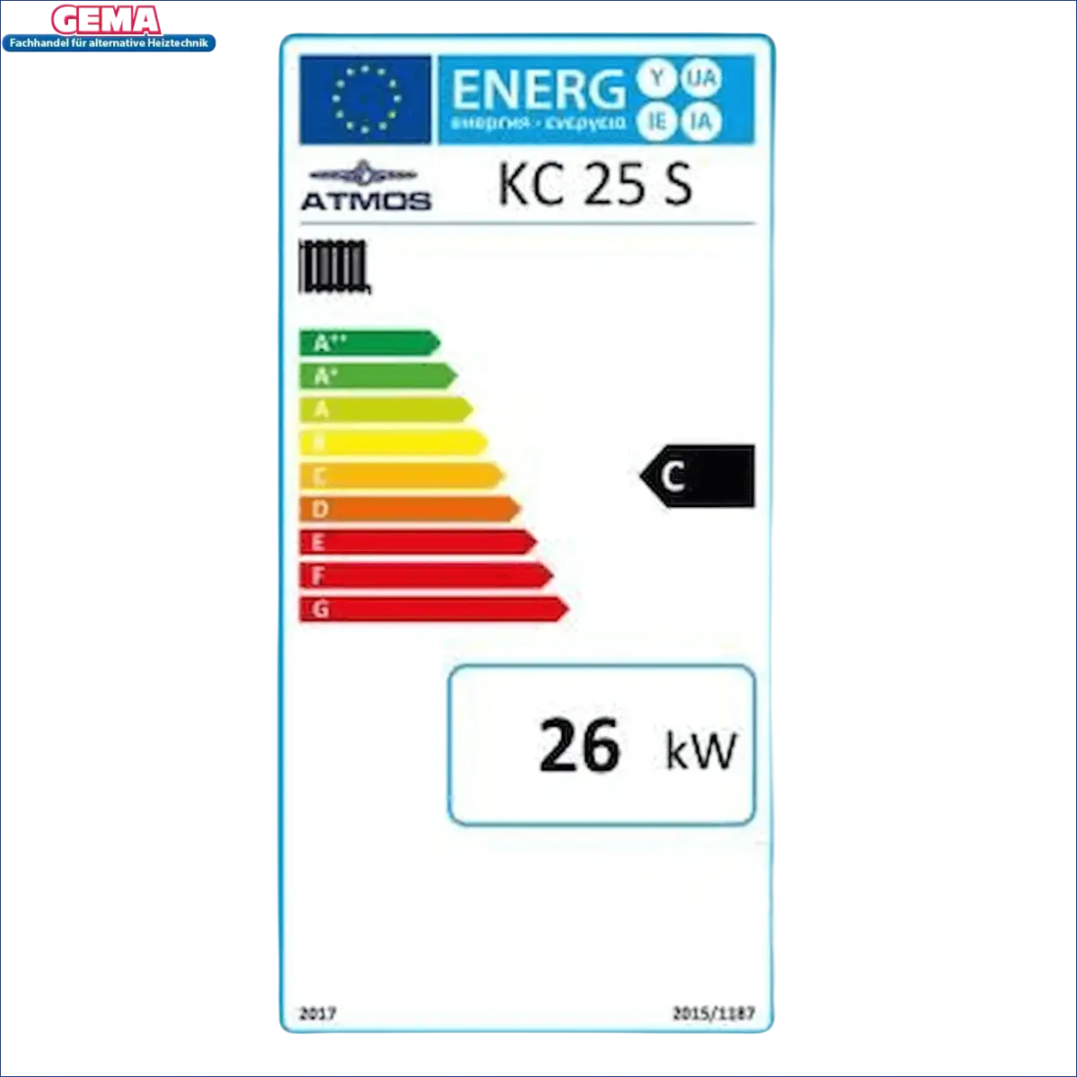 Energieeffizienzlabel für Atmos KC25S Kohlekessel atmos kc25s mit Brennstoff Kohle