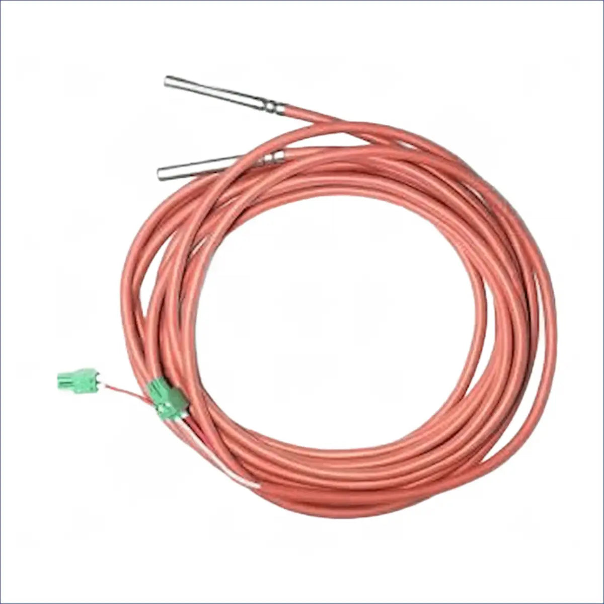 Coiled orange Kabel mit Metallsonden und grünen Anschlüssen für Kessel Attack SLX-Lambda