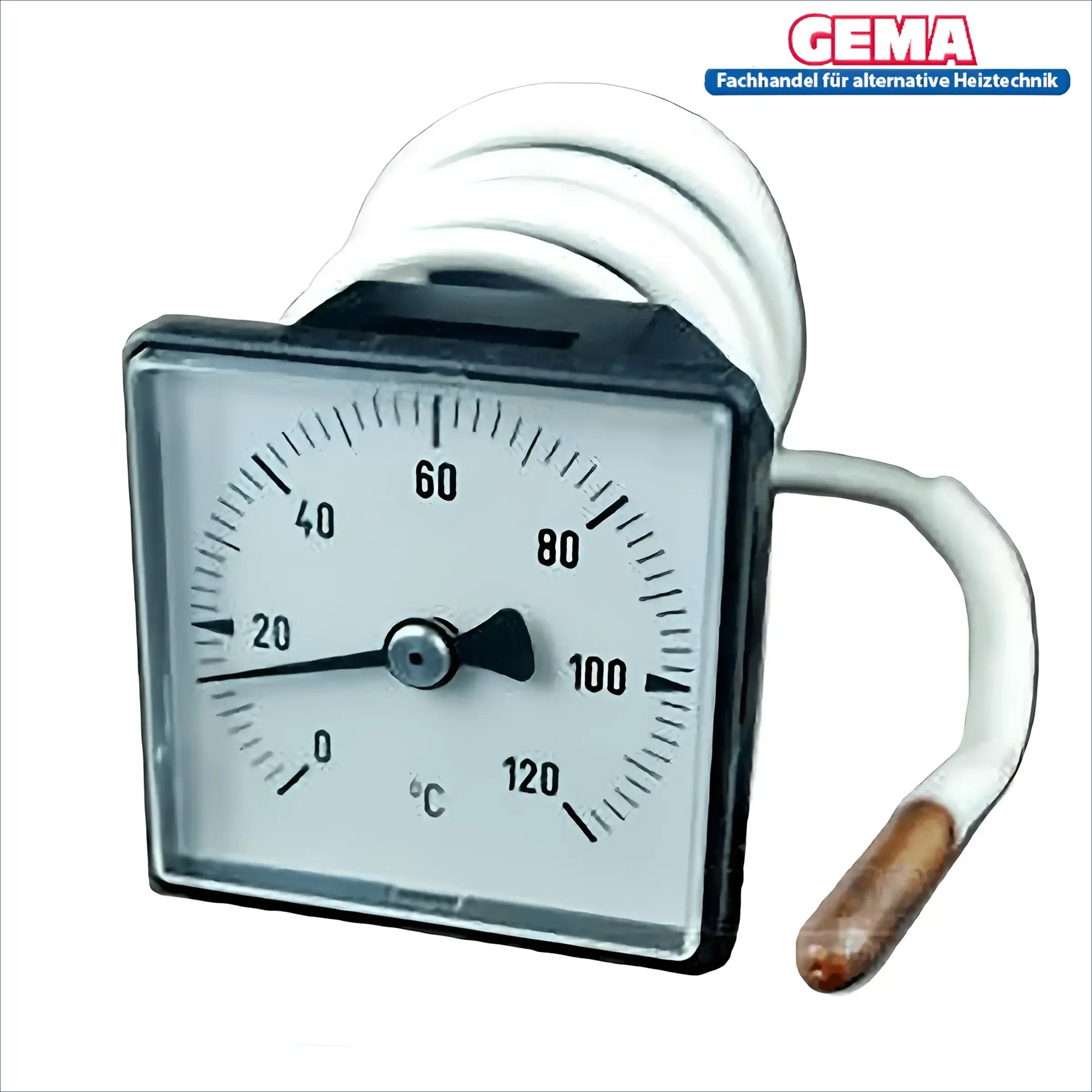 Quadratischer Analoges Thermometer Defro mit Sensor Kabel für Kesseltemperaturmessung