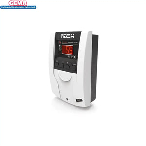 Weißer und schwarzer digitaler Thermostat EU-21 CWU mit LED-Display für moderne Heizsysteme