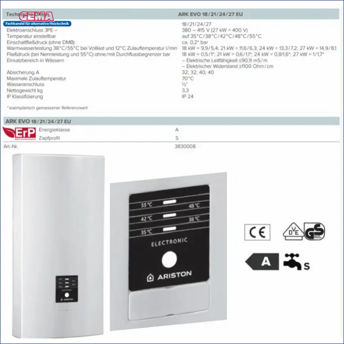 Durchlauferhitzer 18-27 kW - GEMA Shop