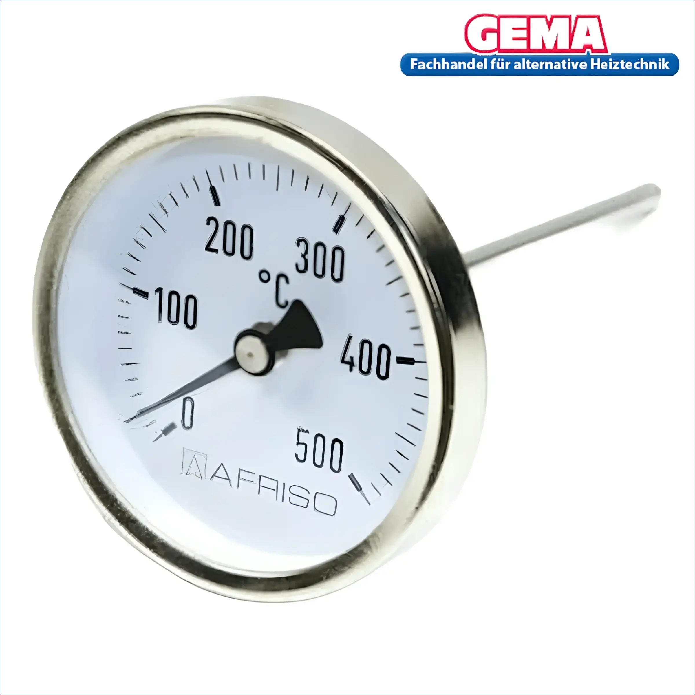 Rauchgasthermometer von Afriso zur Abgastemperaturmessung, Rundmetallsensor