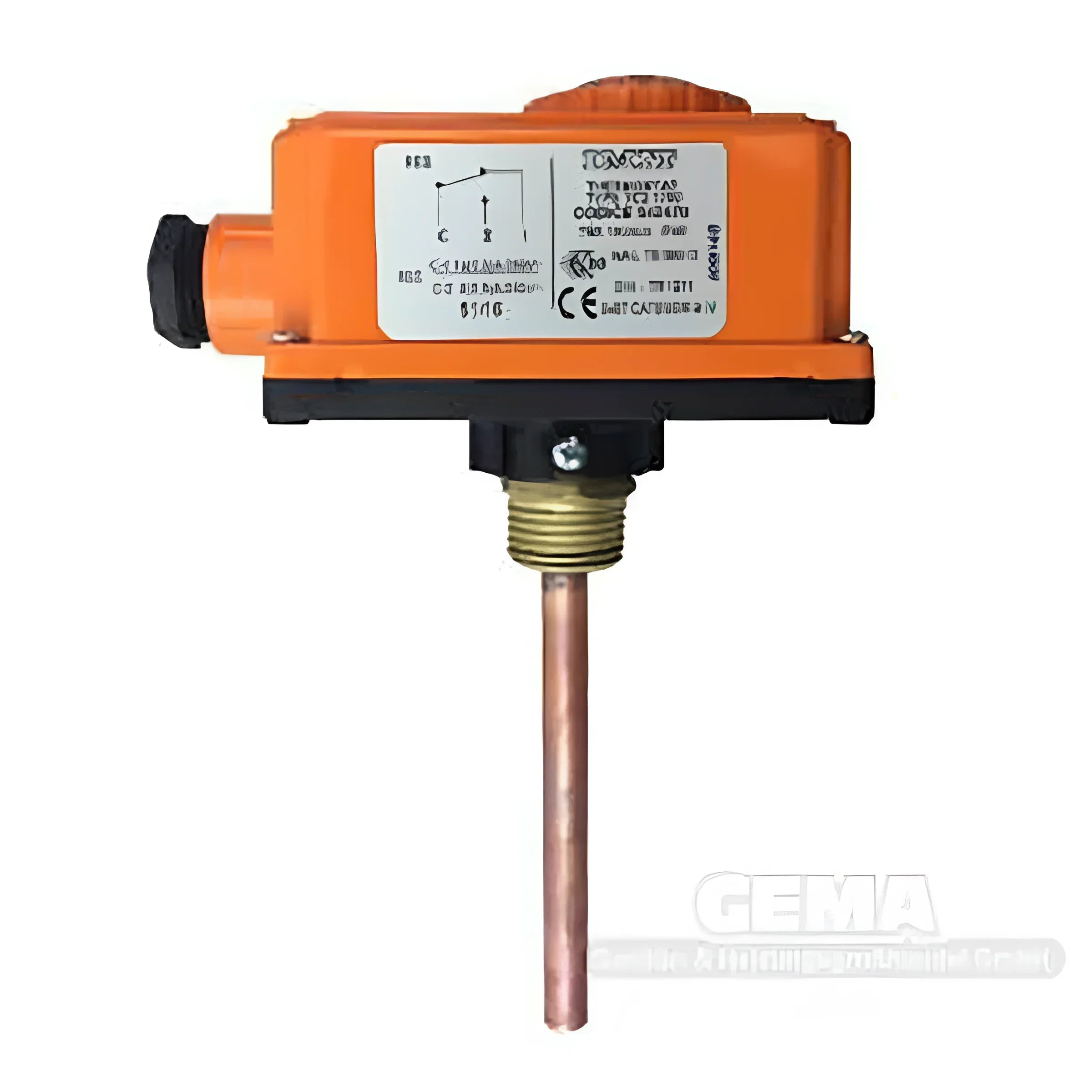 Orange Regelthermostat inkl. Tauchhülse mit Kupferprobe für automatische Temperaturregelung 0°c-90°c