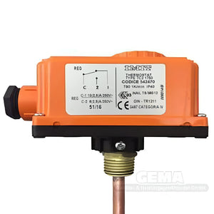 Orange Regelthermostat inkl. Tauchhülse mit Kupferprobe für automatische Temperaturregelung 0°c-90°c