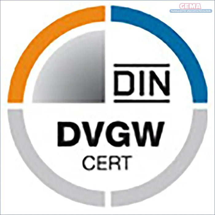 DIN DVGW CERT Zertifizierungssiegel auf Gelbe PTFE-Gewindedichtband für Sanitäranlagen