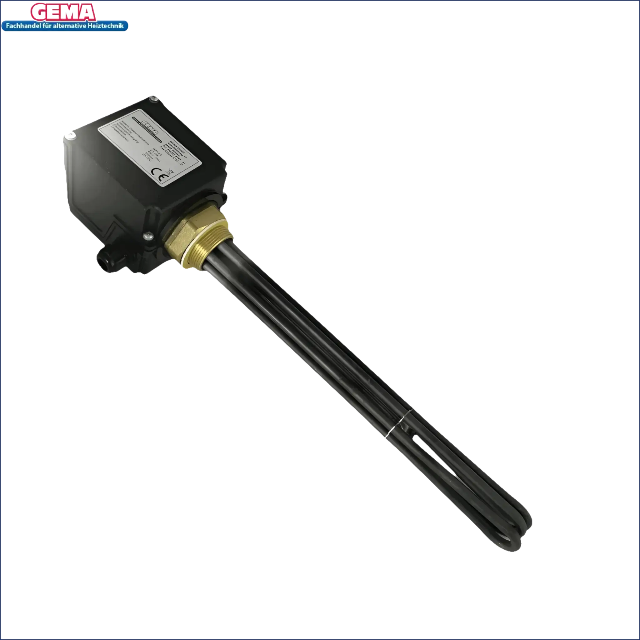 Schwarzer Heizstab Heizpatrone mit Messingfitting für Heizung 7,5 kW AG 1 ½