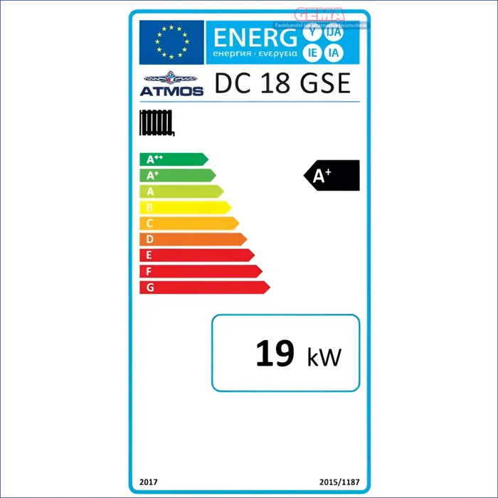 Energieeffizienzlabel für den Holzvergaserkessel Atmos GSE mit Touch-Regelung