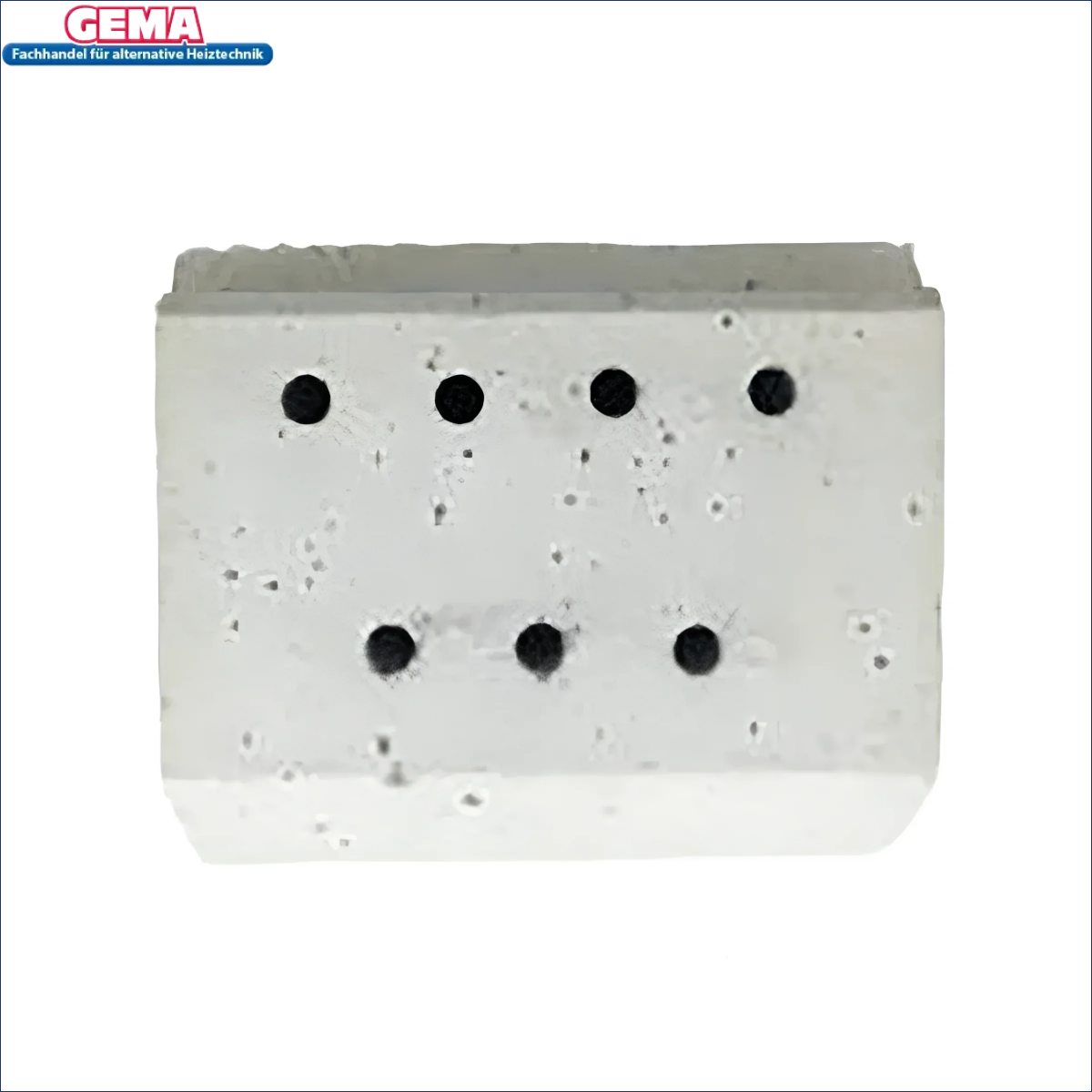 Rectangularer Betonkern mit Löchern für Pelletbrenner Ecofire E+ und Boiler-Zubehör