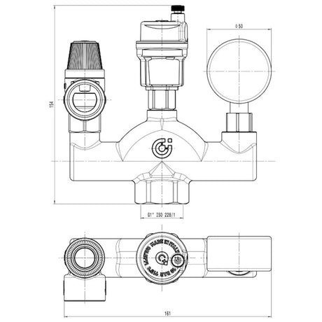 Messing Druckregler mit Manometer für Boiler-Zubehör Heizungsanlagen.
