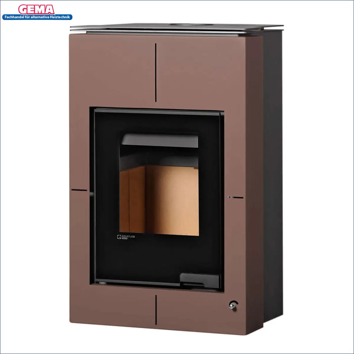 Moderner wasserführender Kaminofen in Braun und Schwarz mit 11 kW Leistung