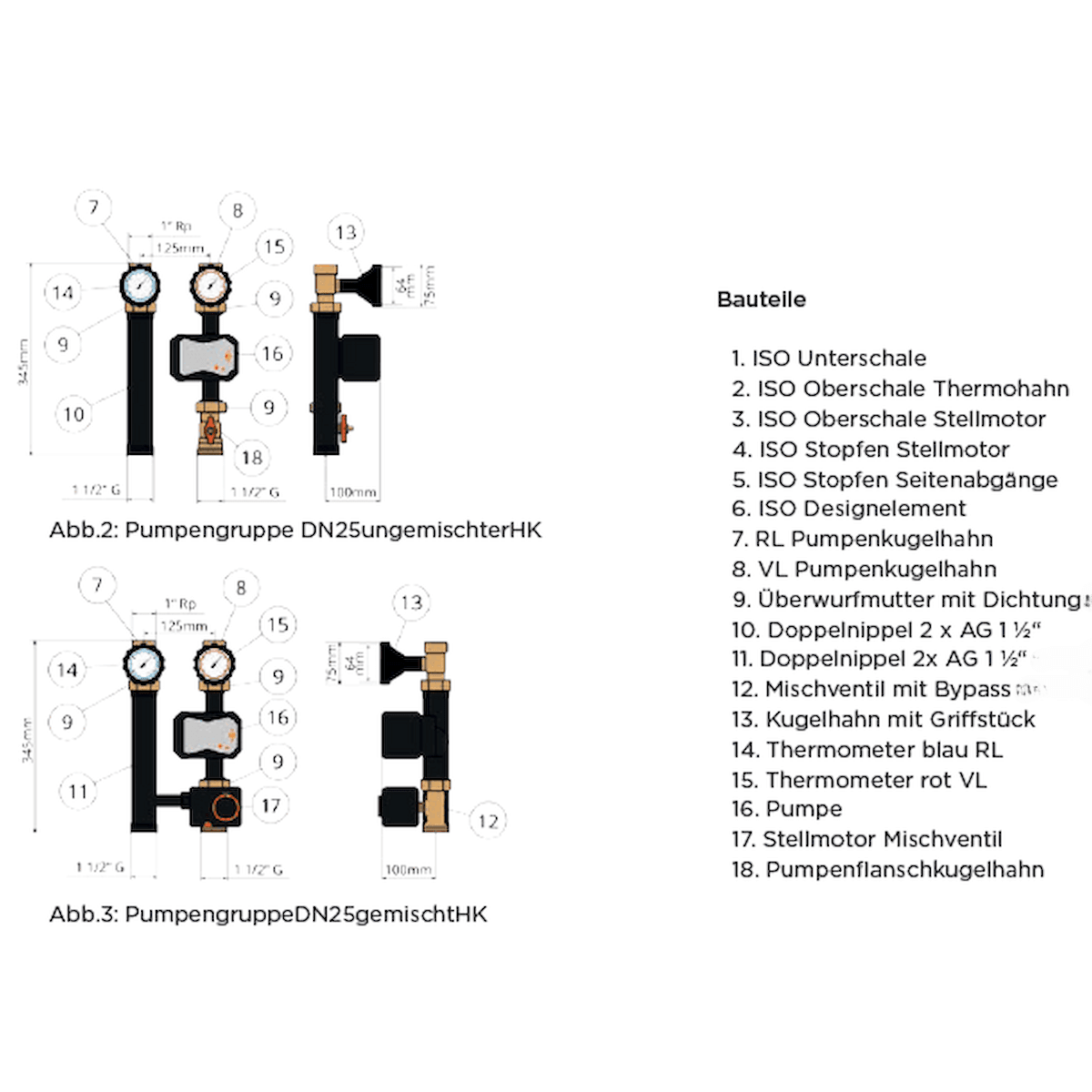 Pumpengruppe mit 3 - Wege - Mischer, Stellmotor und Wita - Hocheffizienzpumpe - GEMA Shop