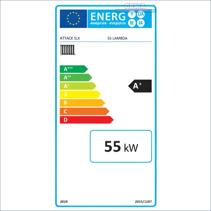 Energieeffizienzlabel für den Rot-schwarzen Holzvergaser Heizkessel mit moderner Steuerung