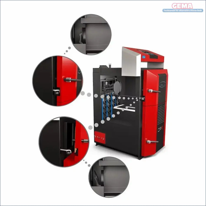 Roter und schwarzer industrieller Holzvergaser der ATTACK DPX Serie