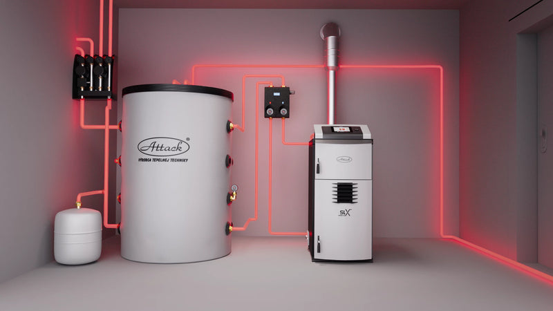 Kocioł zgazujący drewno Attack SLX 35 Lambda Touch 35 kW