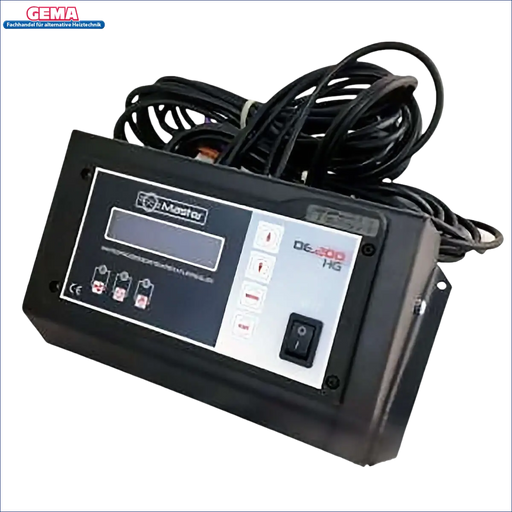 Schwarzes elektronisches Steuergerät mit Kabel für Temperaturregler Master DE.200 HG