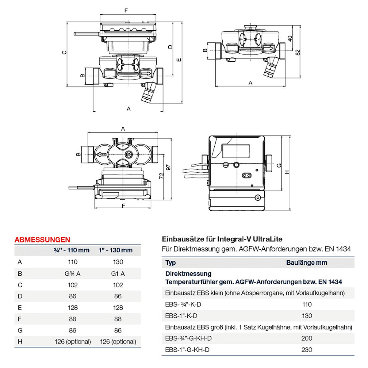 Wärmemengenzähler 1" Set Qp 2,5m³/h - GEMA Shop
