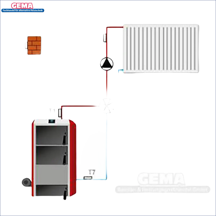 Schema des Heizsystems für den Witterungsgeführter Heizkreisregler EU-i-1 mit LCD-Display