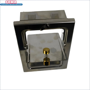 Stainless steel Rahmen mit goldfarbenen Knöpfen, ideal für Zugbegrenzer anmelden oder Gastherme Wartung